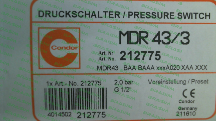 P/N: 212775, Type: MDR 43/3 Condor