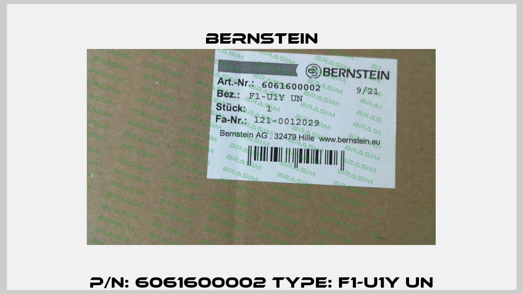 P/N: 6061600002 Type: F1-U1Y UN Bernstein
