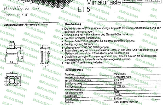 Type ET5 obsolete  Sel